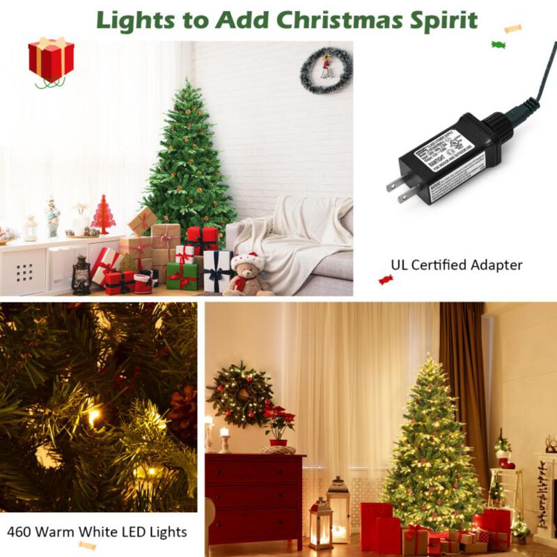 Artificial Christmas Tree with LED Lights and Pine Cones