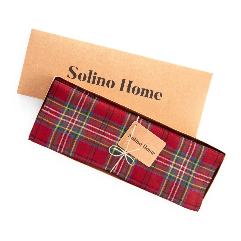 Solino Home 100% Pure Linen 14 x 19 Inch Placemats Set of 4 | Classic Tartan Plaid