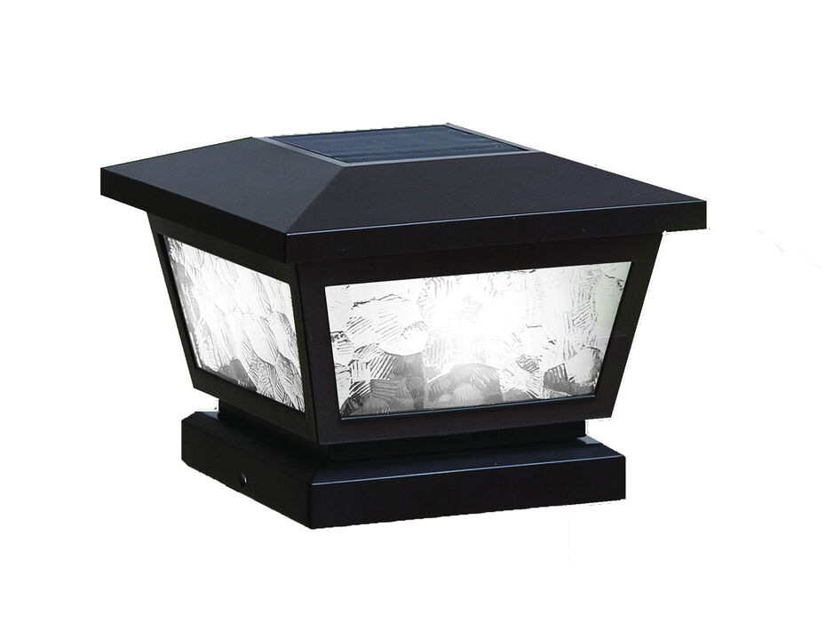 Set of 2 Black and Clear Solar Powered Fairmont Fence Post Caps 7"
