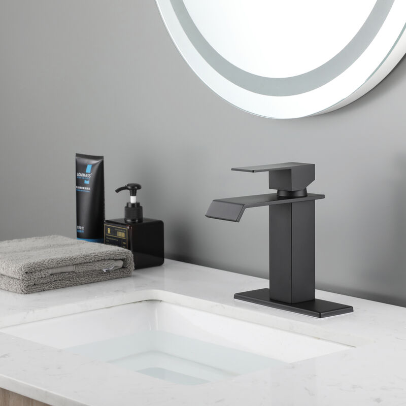 Waterfall Spout Bathroom Faucet, Single Handle Bathroom Vanity Sink Faucet