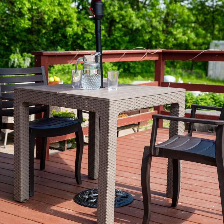 Sunnydaze Square Polypropylene Outdoor Dining Table - Champagne - 29.5 in