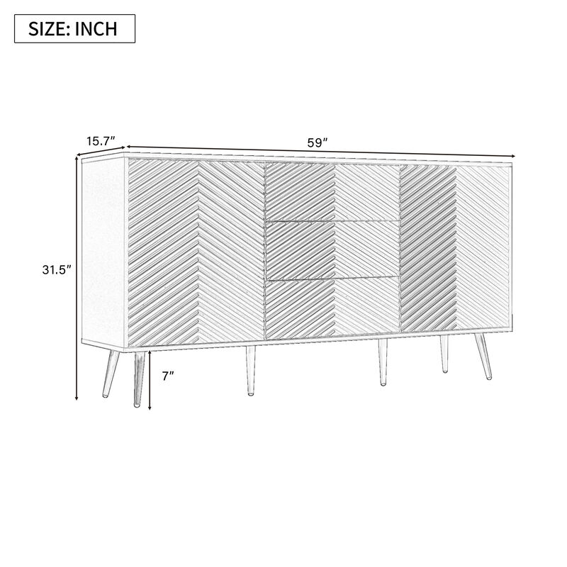 Merax Modern Sideboard with Geometric Line Design