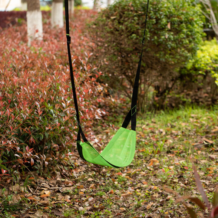 Indoor and Outdoor Patio Playground Kids Fun Hanging Mesh Fabric Tree Swing with Adjustable Strap, Blue