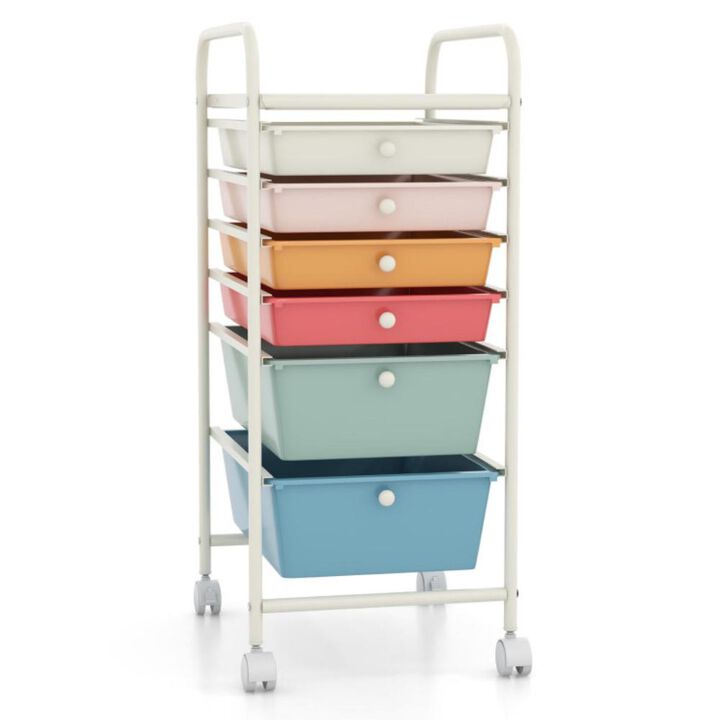Hivvago Multifunctional 6 Drawers Rolling Storage Cart Organizer