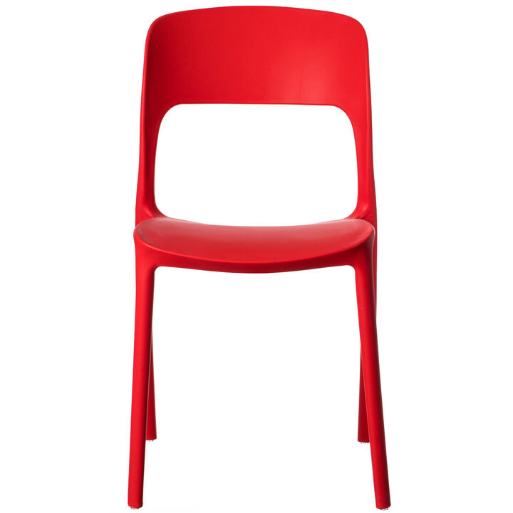 Modern Plastic Outdoor Dining Chair with Open Curved Back, Yellow Set of 2