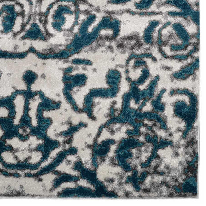 RUGSOTIC CARPETS MACHINE MADE HEATSET POLYPROPYLENE AREA RUGS  - 9'x12', Rectangle Shape, Silver Blue Color, Abstract Modern Design, Midium Pile Machine Made Area Rugs (MX0017)
