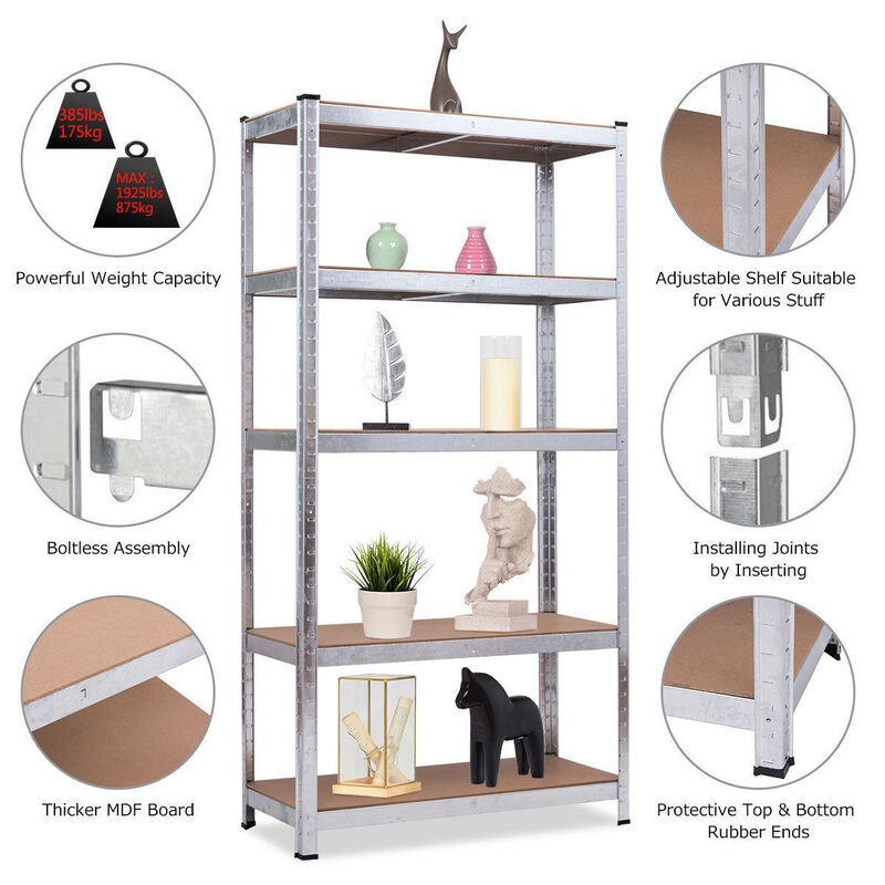 72 Inch Storage Rack with 5 Adjustable Shelves