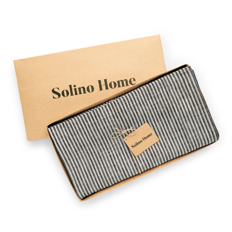Solino Home 100% Pure Linen Tablecloth | Narrow Stripe