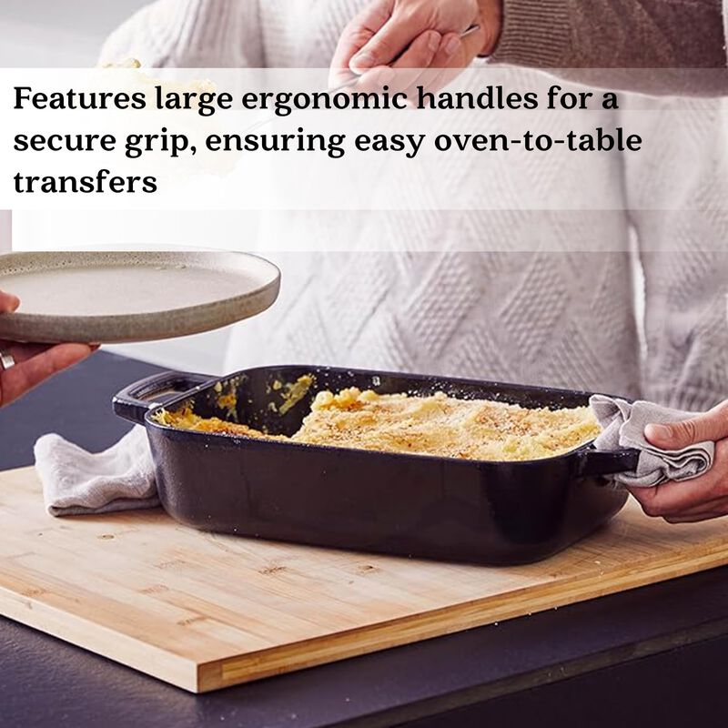 Alva Nori Enameled Cast Iron Dutch Oven Dish Roasting Pan 12"x8" Rectangular Nonstick Stove-to-Table Enamel Coated Pot, Non Toxic, Compatible with All Stovetops, Oven Safe & Induction Safe