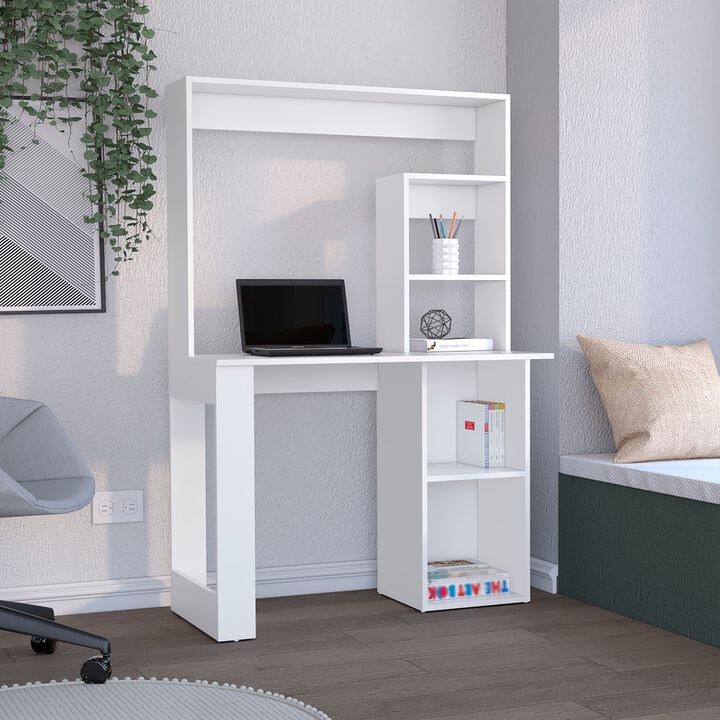 Maine Desk With Hutch and  Shelves -White
