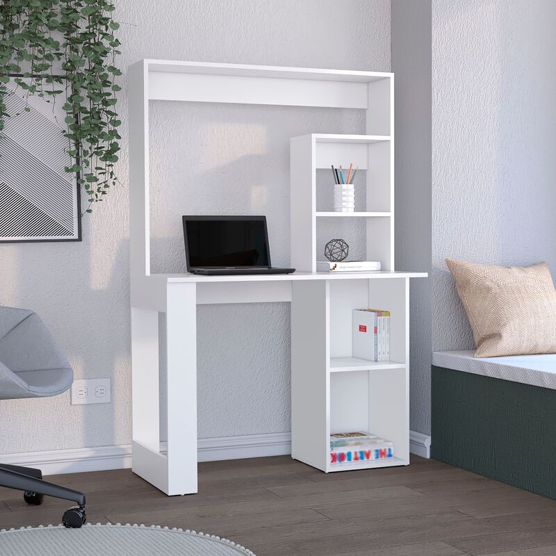 Maine Desk With Hutch and  Shelves -White