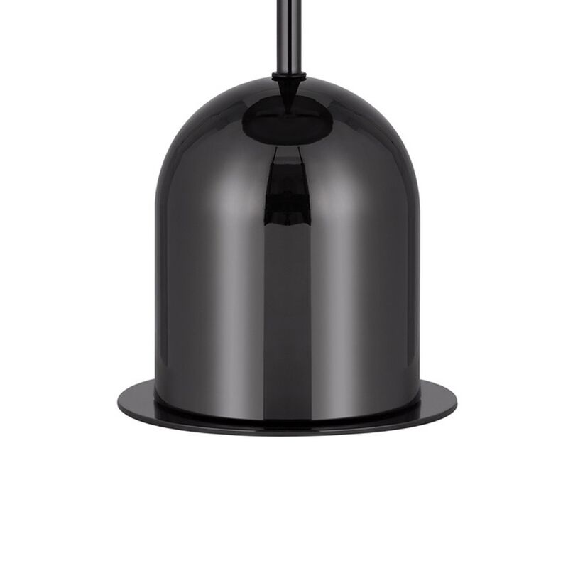 20 Inch Metal Accent Table Lamp Dome Shade, Black-Benzara