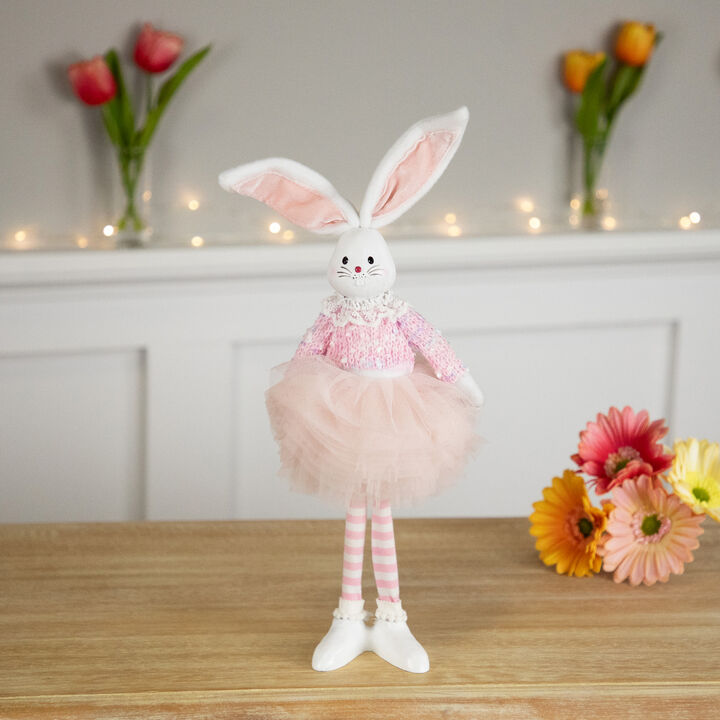 Ballerina Bunny Standing Easter Figure - 15" - Pink and White