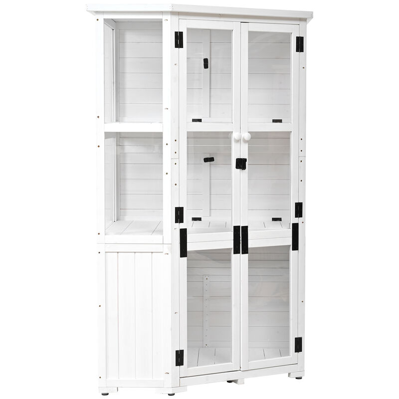 Merax Mini Greenhouse Cold Frame Garden Wood Storage Cabinet