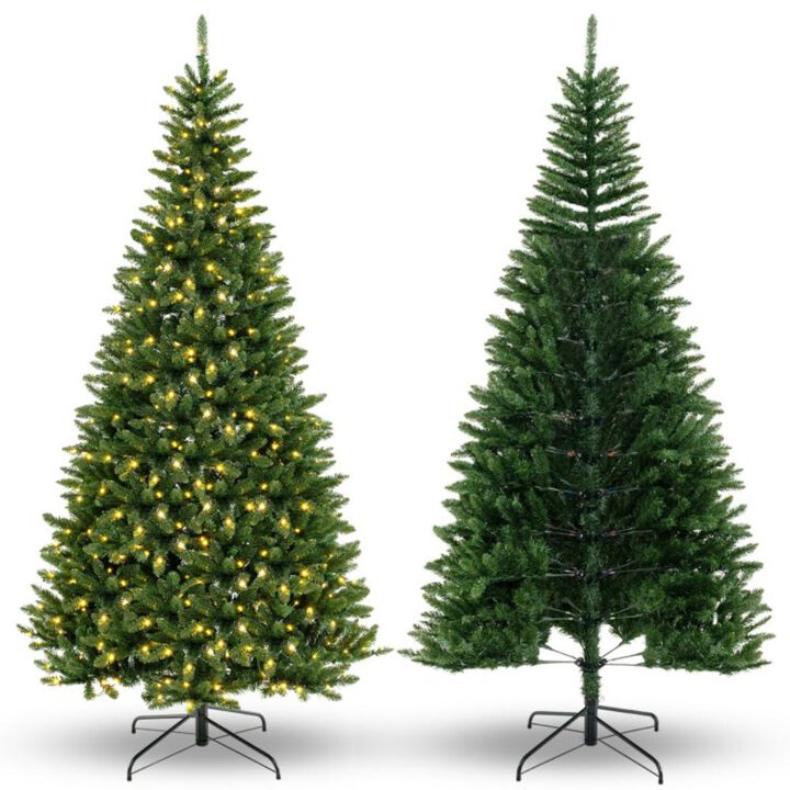 Hivvago 8 FT Corner Artificial Christmas Tree with 1137 Branch Tips and 360 Warm White LED Lights