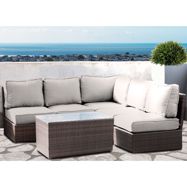 Living Source International Rattan Wicker Fully Assembled 4 - Person Seating Group with Cushions
