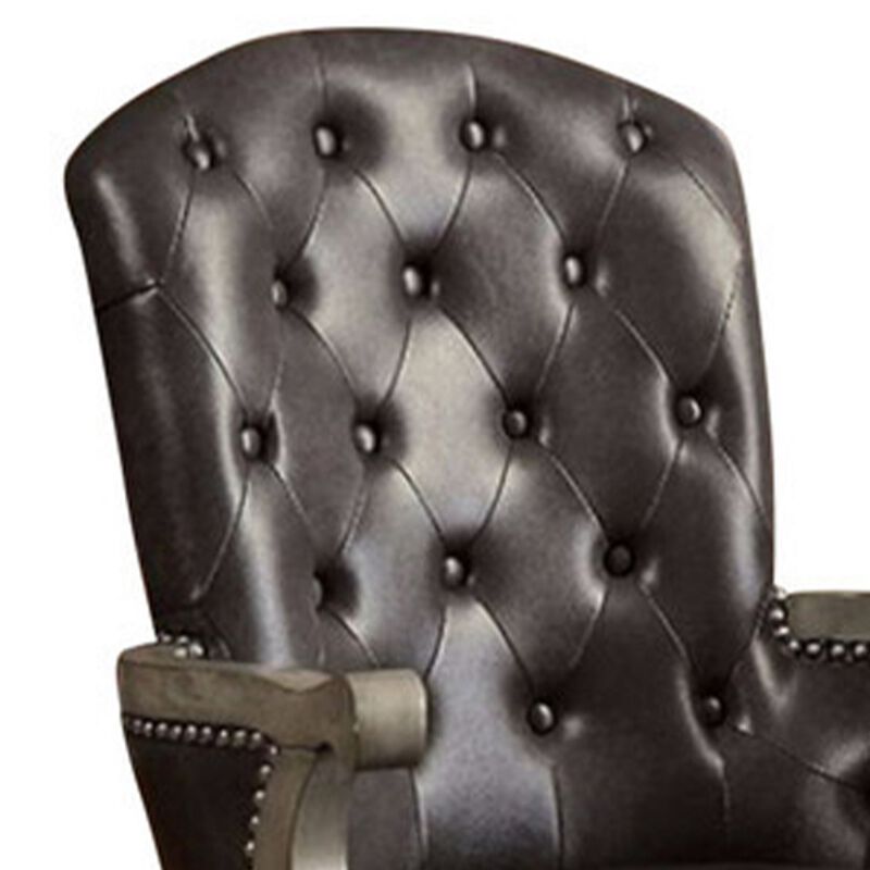 Yelena Height Adjustable Arm Chair in Gray and Black-Benzara