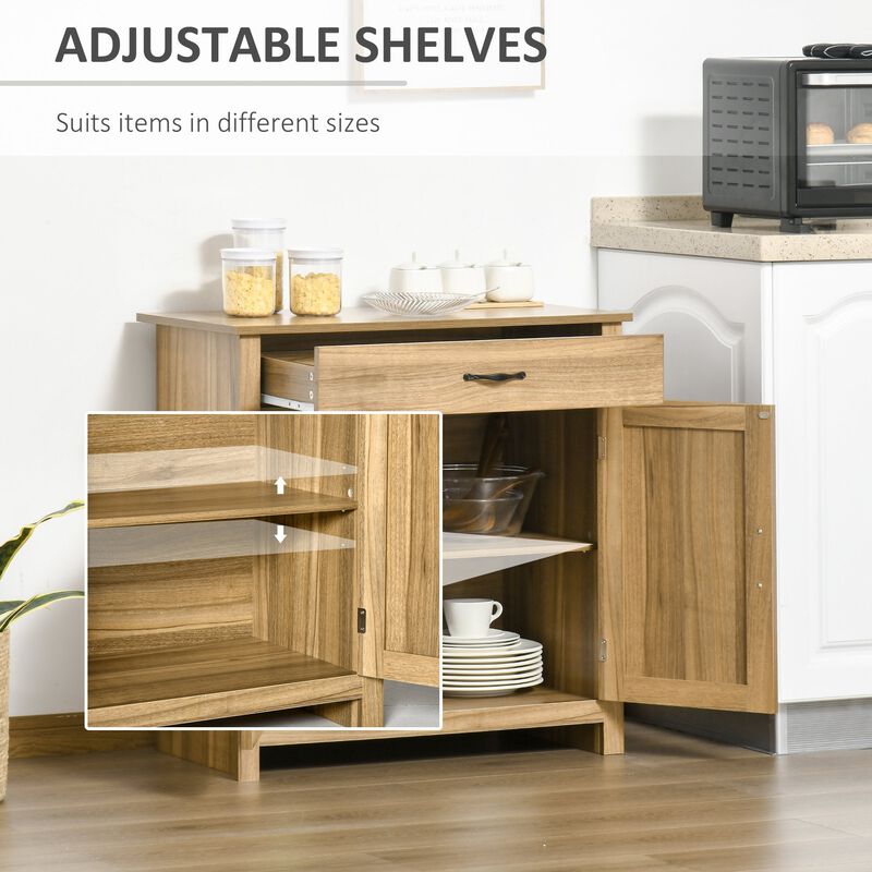 Natural Wood Sideboard: Farmhouse Buffet with Barn Door Design