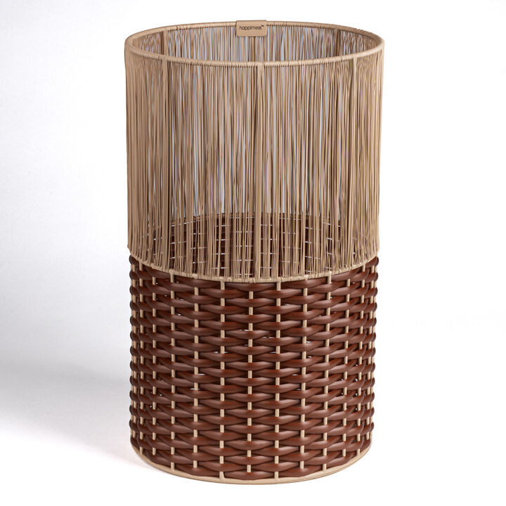 Harper Modern 2-Tone Faux Wicker Cylinder Waste Basket