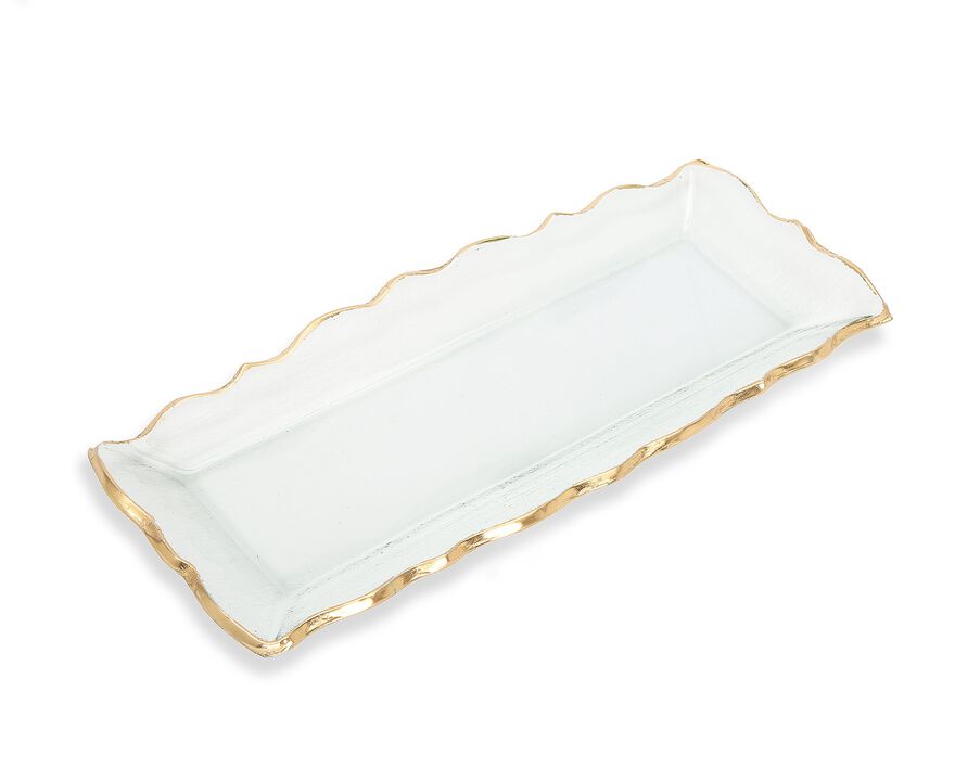 Glass Oblong Tray with Gold Edge