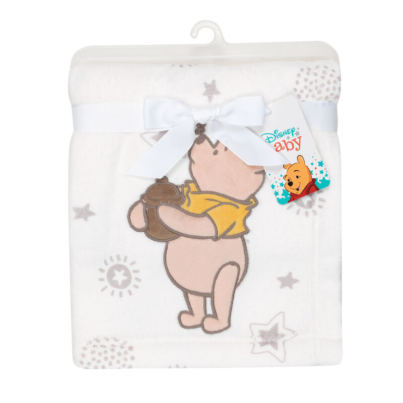 Lambs & Ivy Disney Baby WINNIE THE POOH Cream Fleece Appliqued Baby Blanket