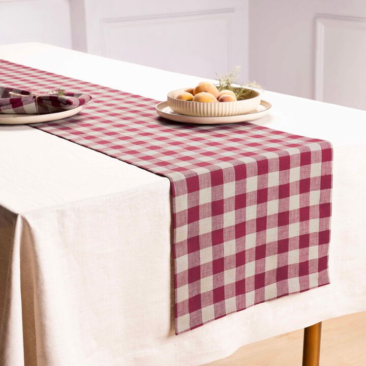 Solino Home 100% Pure Linen Table Runner 14 x 120 Inch | Morgan Check