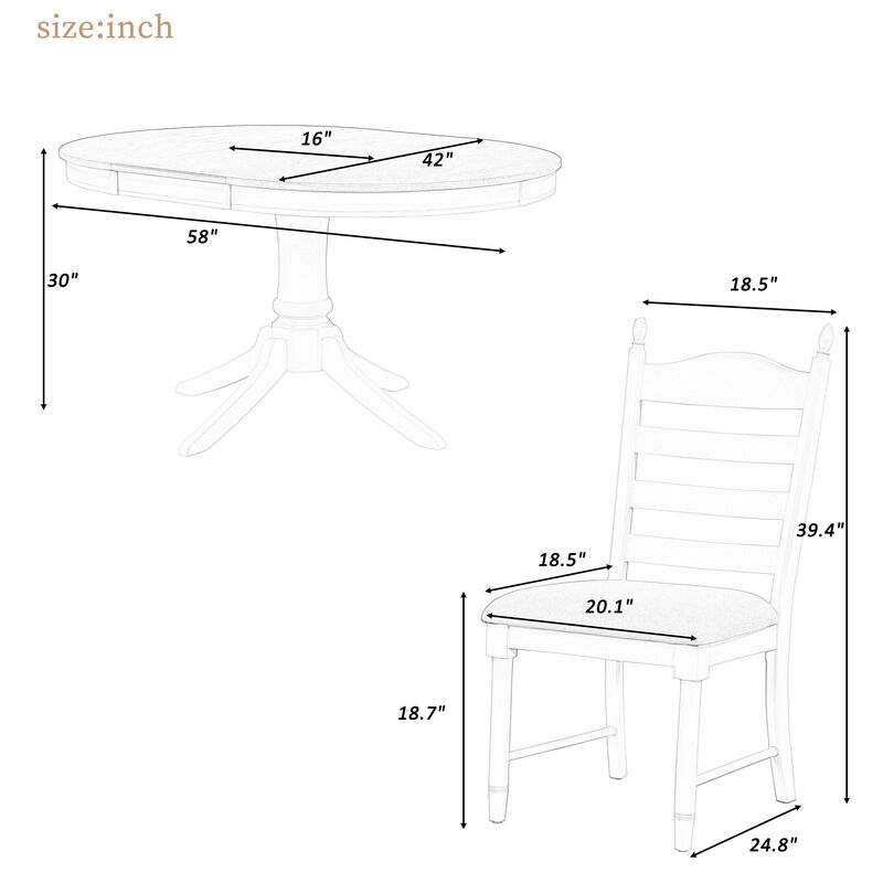 Merax 5-Piece Retro Functional Dining Table Set