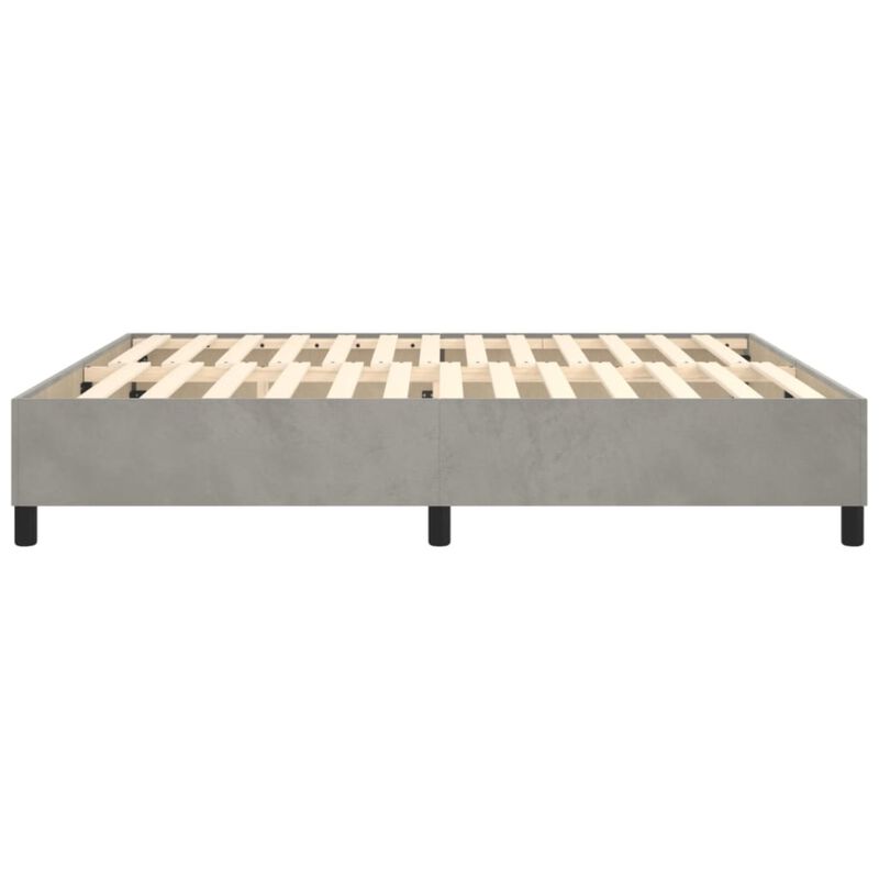 vidaXL Modern Velvet Box Spring Bed Frame - Light Gray, 72"x83.9", California King Size - Engineered Wood Construction, Plywood Support