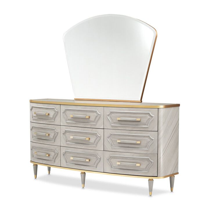 Michael Amini St. Charles Dresser & Mirror Dove Gray