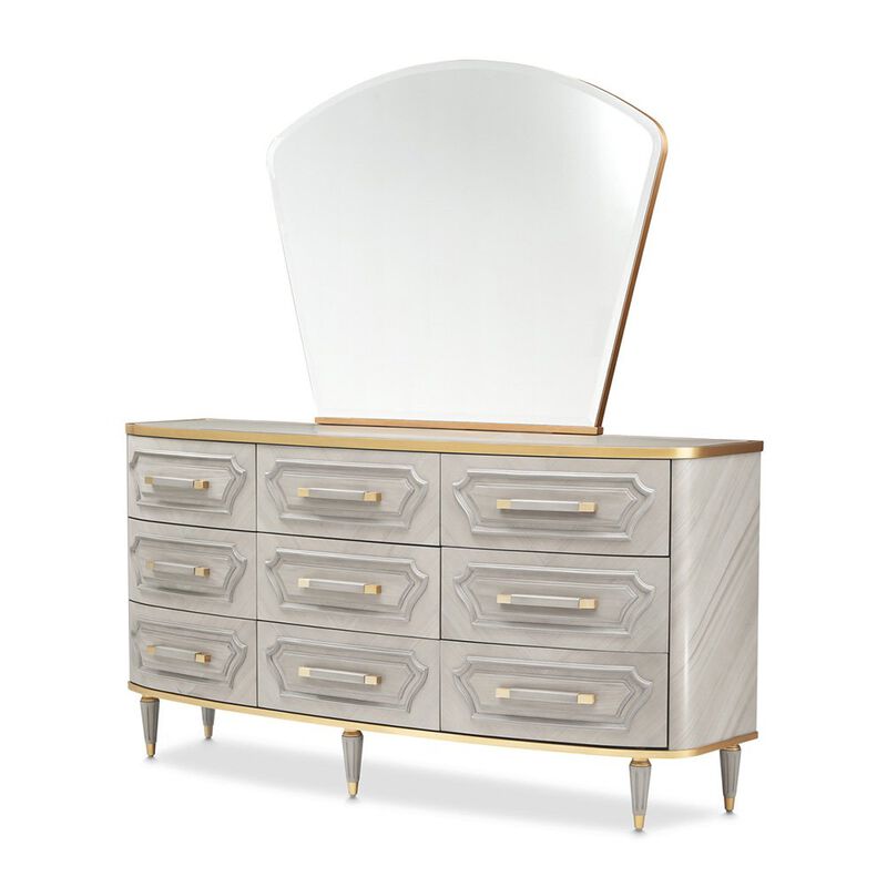 Michael Amini St. Charles Dresser & Mirror Dove Gray