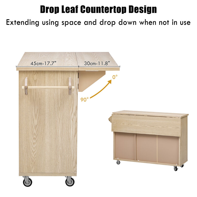 Merax Coastal Kitchen Island on Wheels with Internal Storage Rack