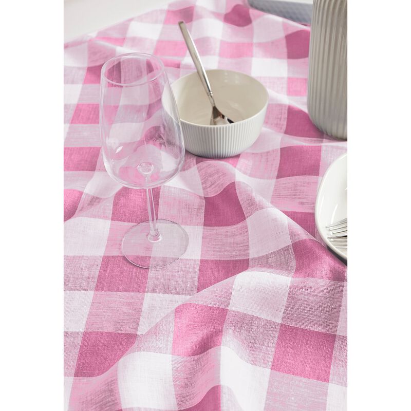 Solino Home 100% Pure Linen Table Throw 52 x 52 Inch | Buffalo Check