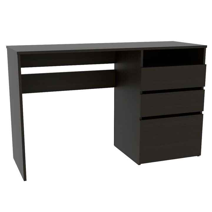 Dublin Three Drawer Computer Desk, One Shelf -Black