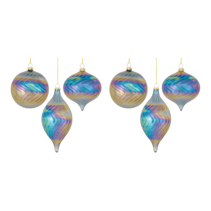 Ornament (Set of 6) 4.75"H, 4.75"H, 7"H Glass