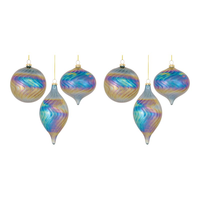Ornament (Set of 6) 4.75"H, 4.75"H, 7"H Glass