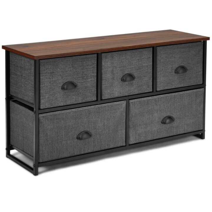 Hivvago Wood Dresser Storage Unit Side Table Display Organizer-Gray