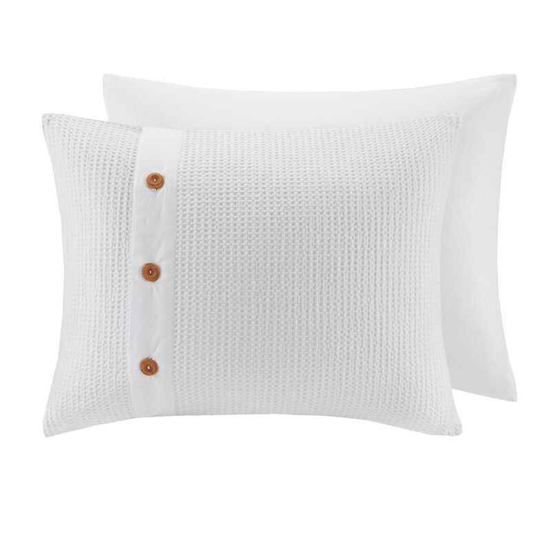 Gracie Mills Lucius Modern Waffle Weave 3-Piece Cotton Duvet Cover Set
