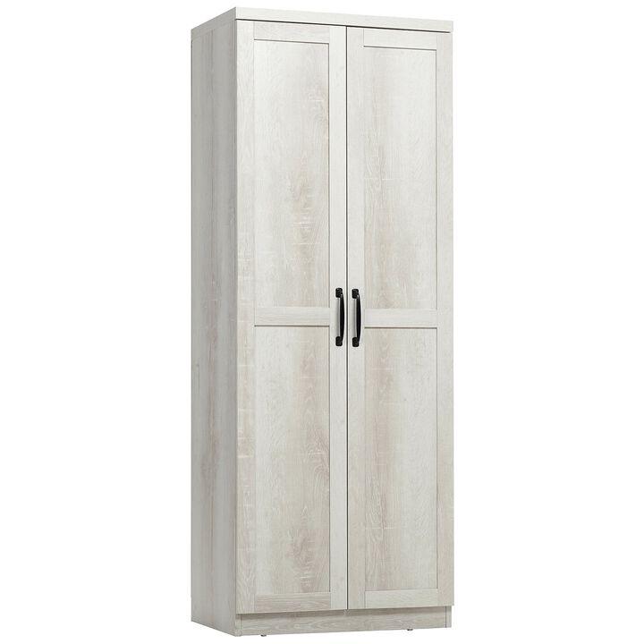 63" Antique White Pantry: 5-Tier Shelving, 2 Adjustable Shelves
