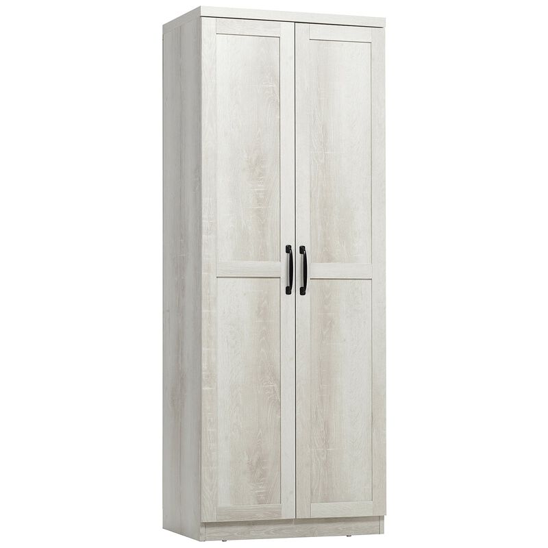 63" Antique White Pantry: 5-Tier Shelving, 2 Adjustable Shelves
