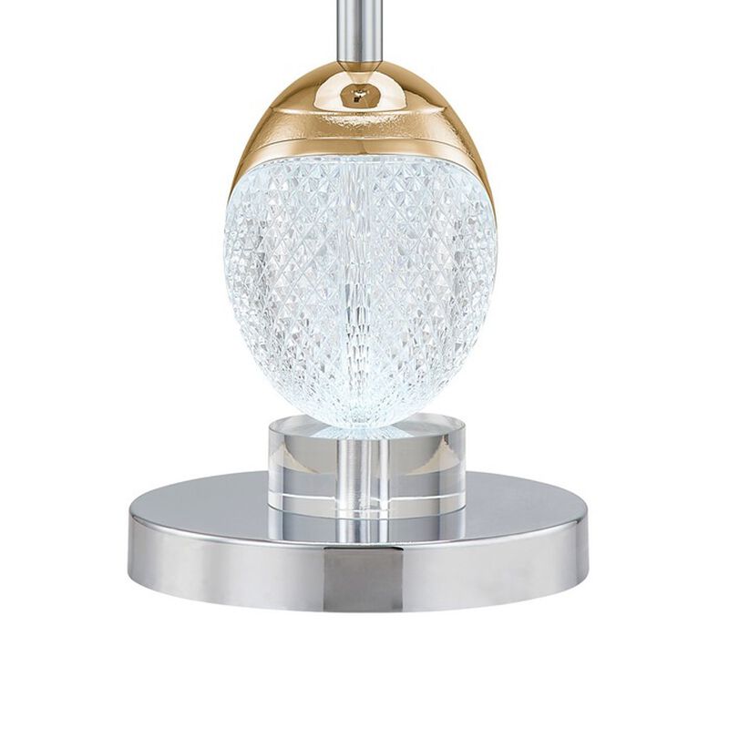 27 Inch Table Lamp, Tapered Drum Fabric Shade, Modern Metal Base, Silver-Benzara