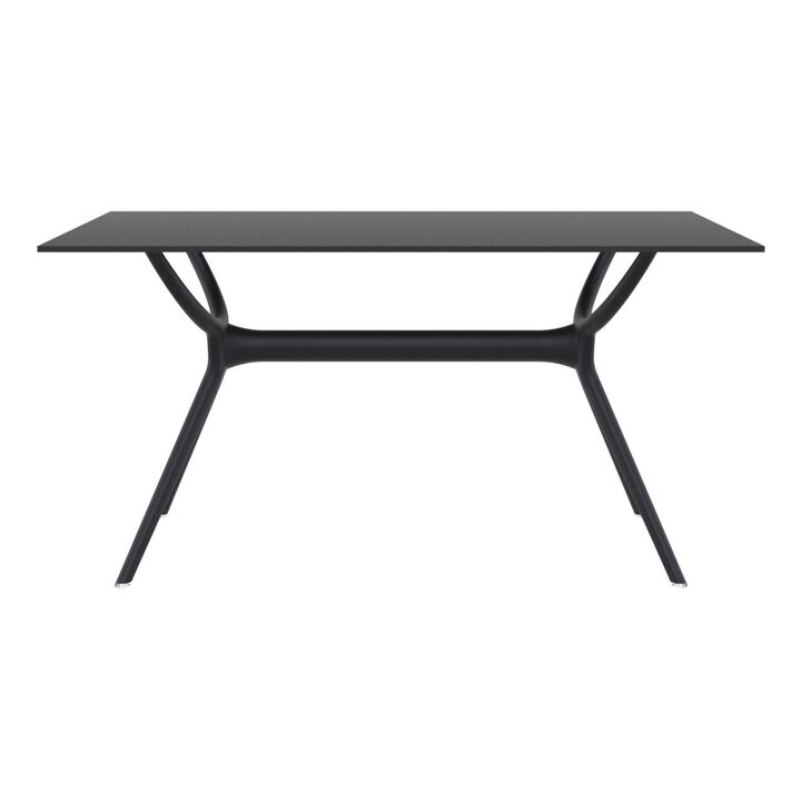 55" White Sleek Rectangular Outdoor Patio Dining Table