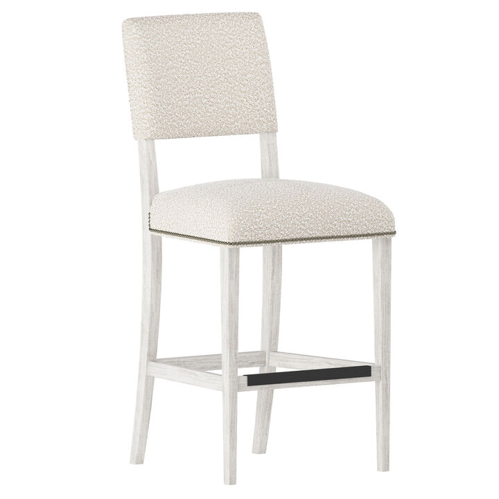 Moore Fabric Bar Stool with White Legs