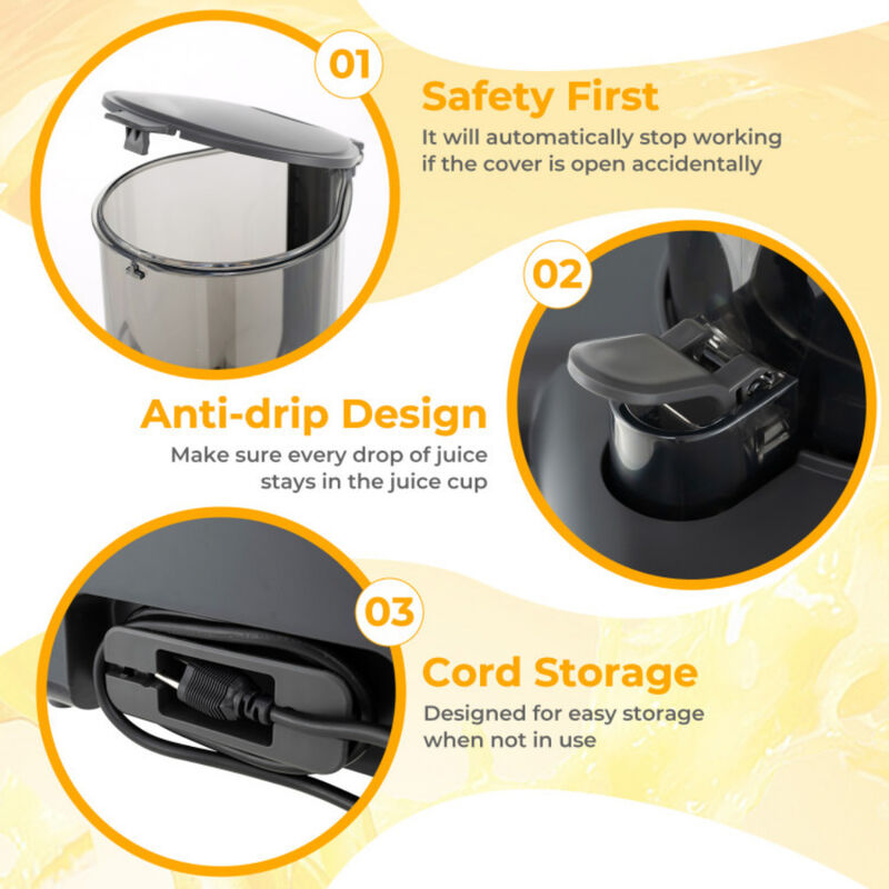 Cold Press Juicer with Feed Chute  High Juice Yield and Reverse Function
