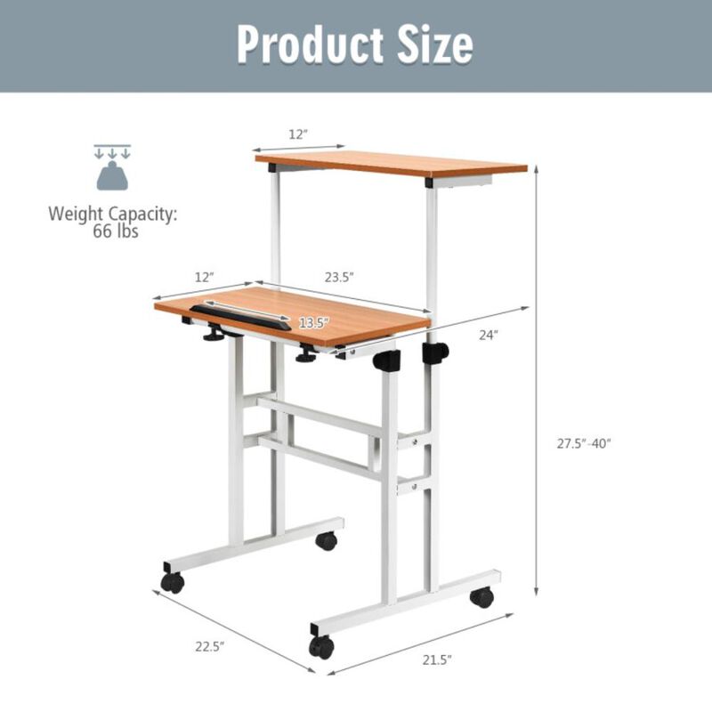 Hivvago 2 in 1 Height Adjustable Sit Standing Computer Desk