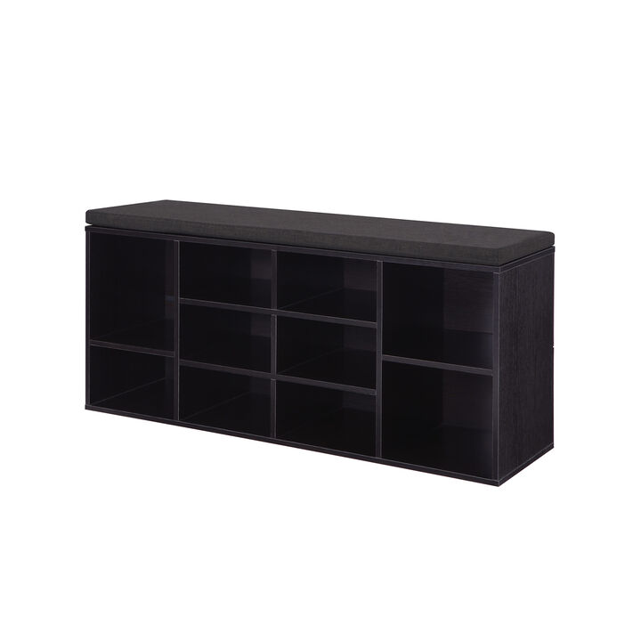 Cubbie Shoe Cabinet Storage Bench with Cushioned Seat & Adjustable Shelves