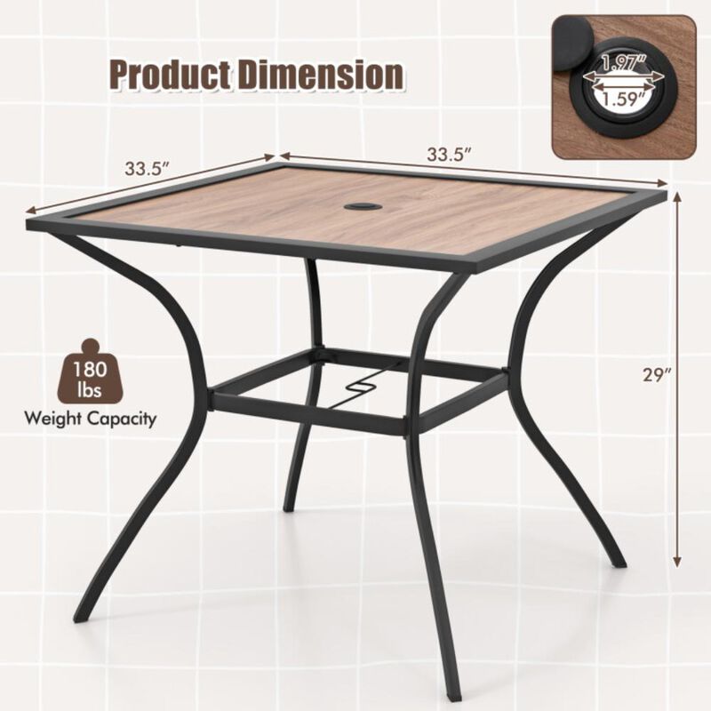 Hivvago Patio Dining Table for 4 Square Bistro Table with Umbrella Holes