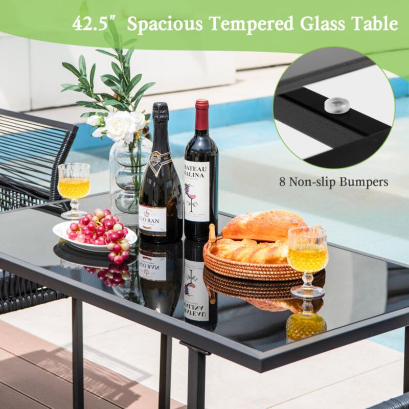 Hivvago 3 Pieces Outdoor Dining Set with Folding Backrest and Seat Cushions-Black