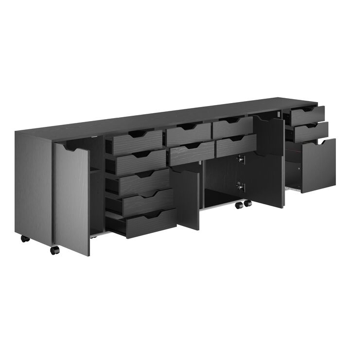 Halifax 3-Pc Cabinet Set with File Drawer, Black