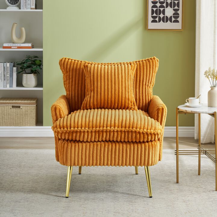Merax Corduroy Single Sofa Chair with Metal Legs