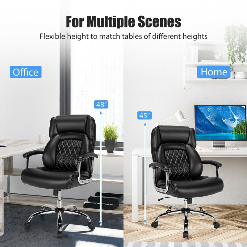 Height Adjustable Big and Tall Office Chair Computer Desk Chair with Metal Base